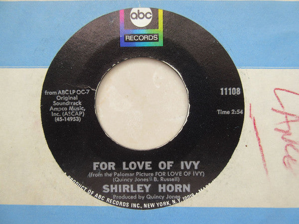 Shirley Horn : For Love Of Ivy / For Love Of Ivy (7", Single, Sid)
