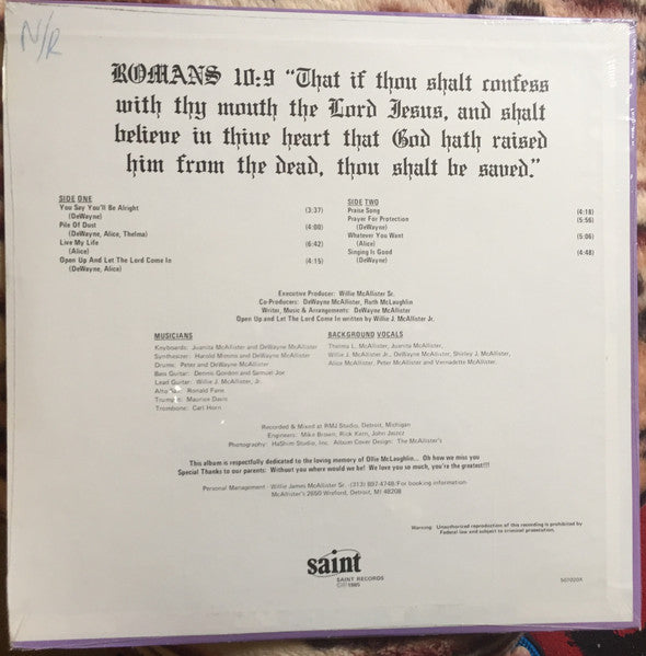 The McAllister Singers : Open Up... Let Him In (LP, Album)