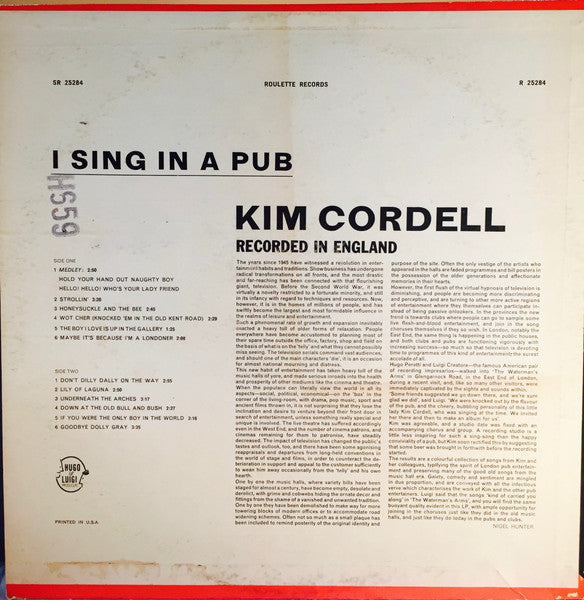 Kim Cordell : I Sing In A Pub (LP, Album)