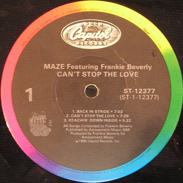 Maze Featuring Frankie Beverly : Can't Stop The Love (LP, Album, Jac)