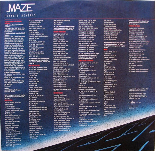 Maze Featuring Frankie Beverly : Can't Stop The Love (LP, Album, Jac)