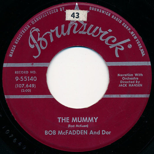 Bob McFadden And Dor* : The Mummy (7", Single, Glo)