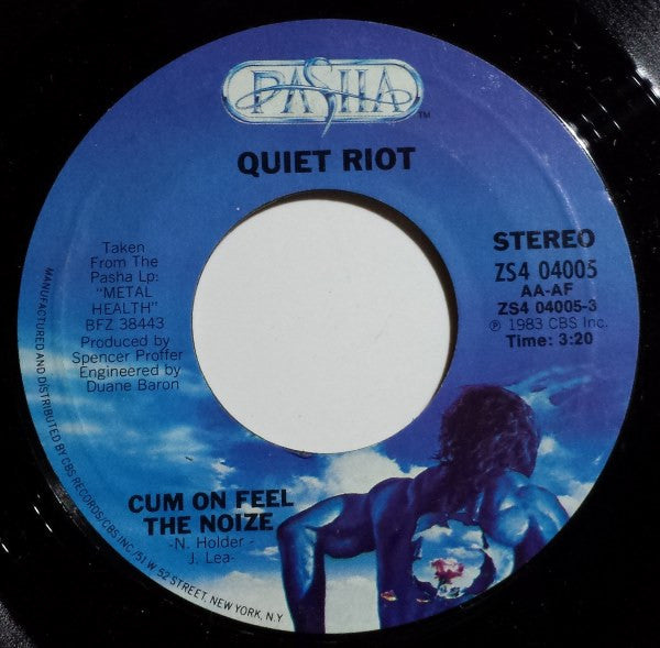 Quiet Riot : Cum On Feel The Noize / Run For Cover (7", Single, Styrene, Pit)