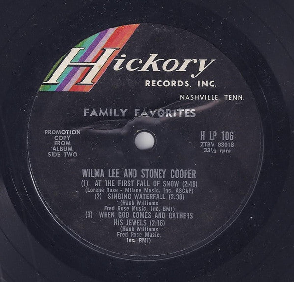 Wilma Lee & Stoney Cooper : Family Favorites (7", EP, Promo)