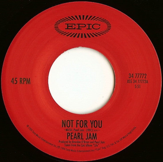 Pearl Jam : Not For You (7", Single)