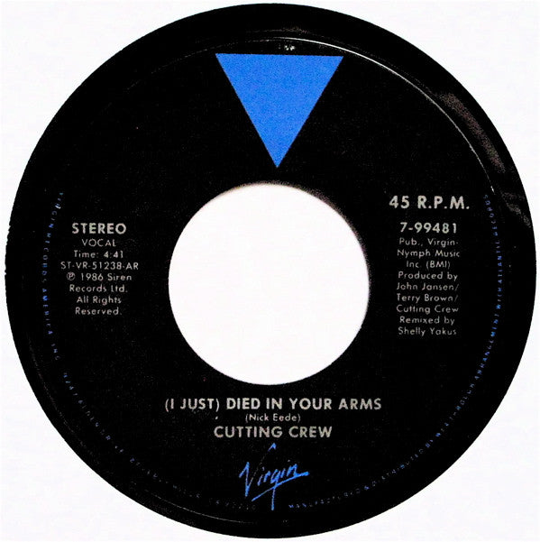 Cutting Crew : (I Just) Died In Your Arms (7", Single, All)