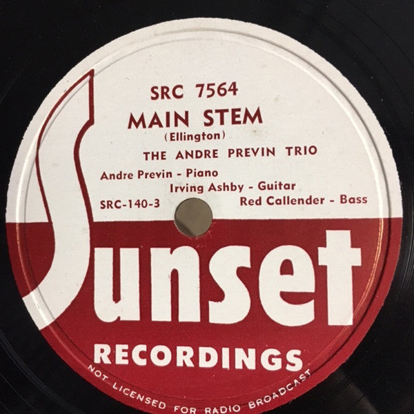 The André Previn Trio : Main Stem / Something To Live For (Shellac, 10")