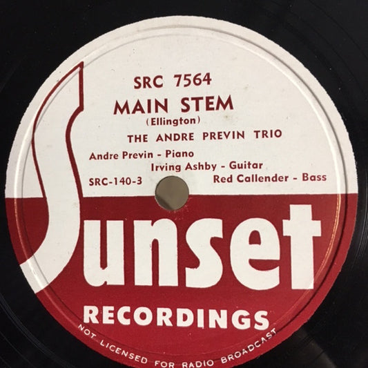 The André Previn Trio : Main Stem / Something To Live For (Shellac, 10")