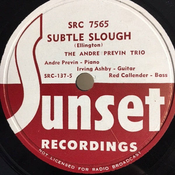 The André Previn Trio : Warm Valley / Subtle Slough (Shellac, 10")