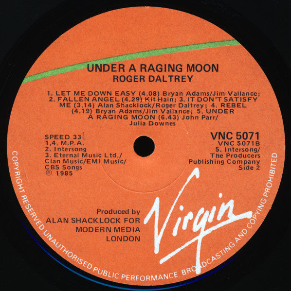 Roger Daltrey : Under A Raging Moon (LP, Album)