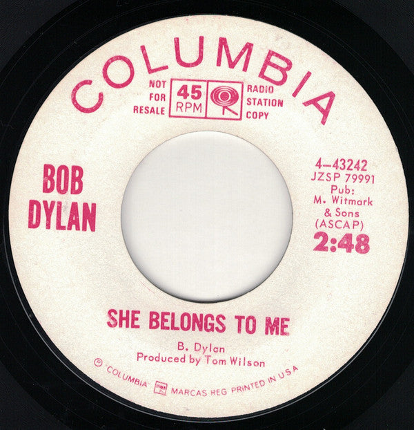 Bob Dylan : Subterranean Homesick Blues (7", Promo, Styrene)