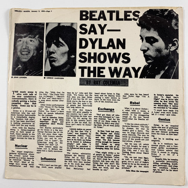 Bob Dylan : Subterranean Homesick Blues (7", Promo, Styrene)