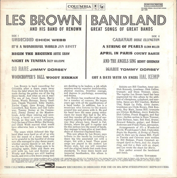 Les Brown And His Band Of Renown : Bandland (Great Songs Of Great Bands) (LP)