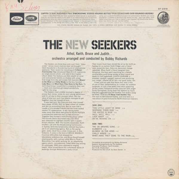The Seekers : The New Seekers (LP, Album, Los)