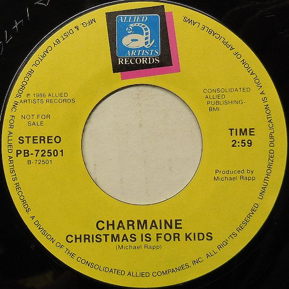 Charmaine : Christmas Is For Kids (7", Single, Promo)