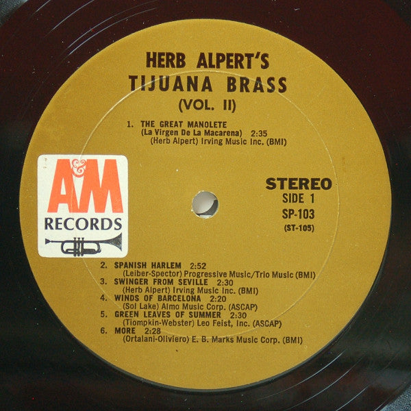 Herb Alpert's Tijuana Brass* : Volume 2 (LP, Album, Mon)