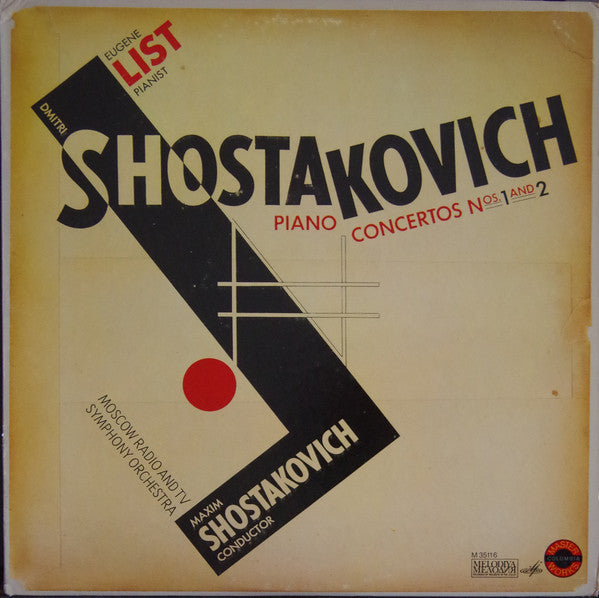 Dmitri Shostakovich - Maxim Shostakovich / Eugene List / Moscow Radio & TV Symphony Orchestra* : Piano Concerti Nos. 1&2 (LP, Promo, RE)