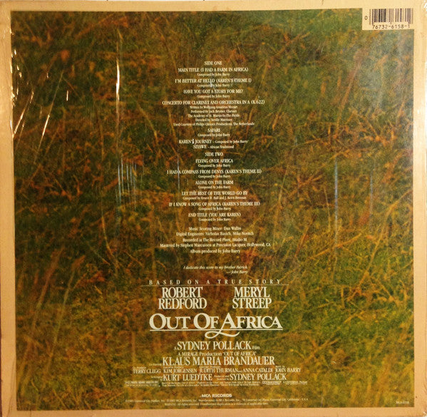 John Barry : Out Of Africa (Music From The Motion Picture Soundtrack) (LP, Album, Pin)