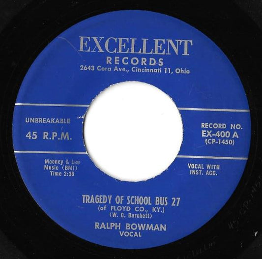 Ralph Bowman / Ray Lunsford : Tragedy Of School Bus 27 / Shelia (7", Single)