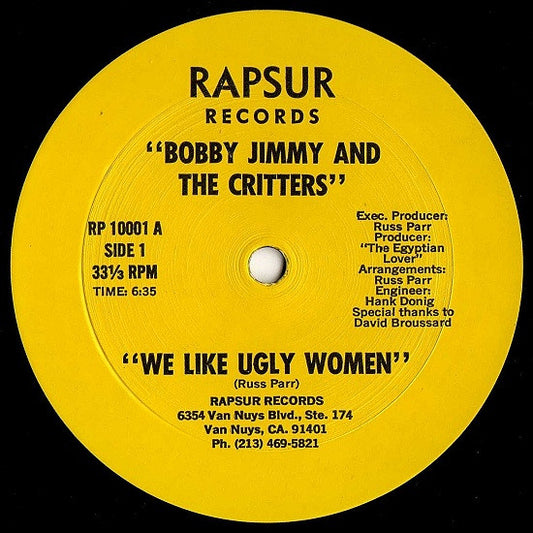 Bobby Jimmy And The Critters : We Like Ugly Women (12", Single, RE, Gro)