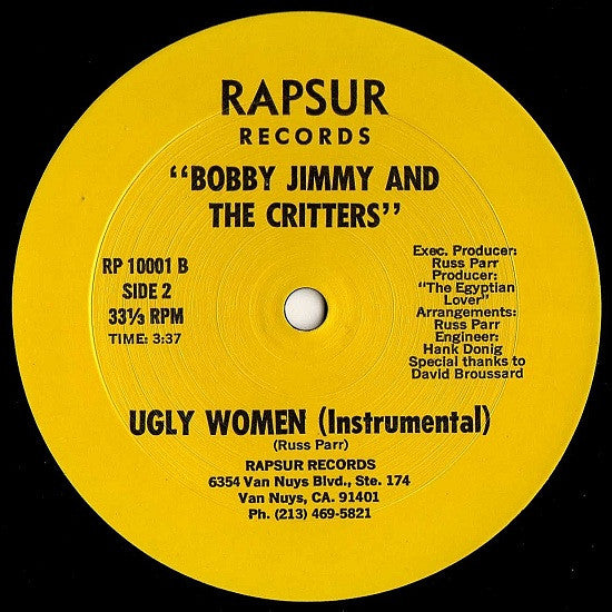 Bobby Jimmy And The Critters : We Like Ugly Women (12", Single, RE, Gro)