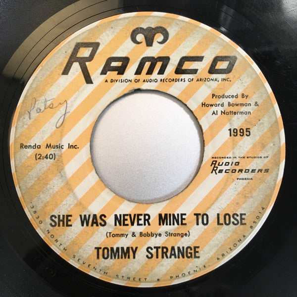 Tommy Strange (2) : One More Time / She Was Never Mine To Lose (7", Single)