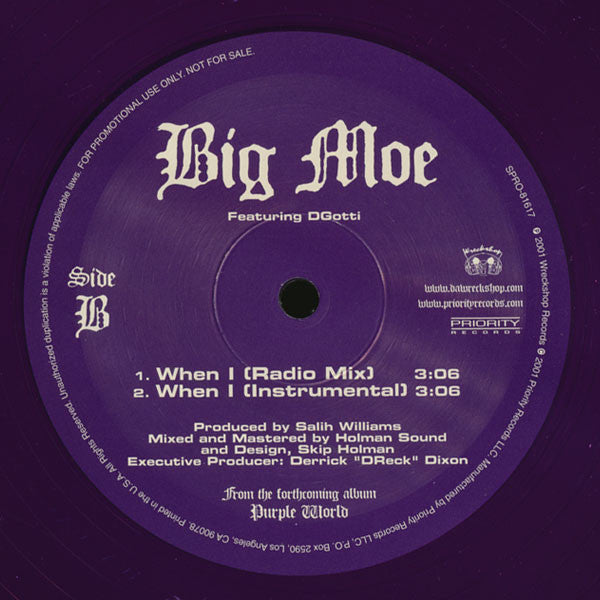 Big Moe : Purple Stuff b/w When I (12", Single, Promo, Pur)