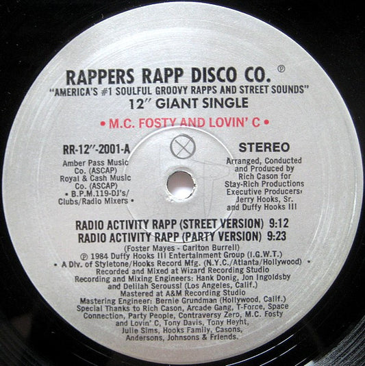 MC Fosty & Lovin' C / Arcade Gang Featuring Rich Cason : Radio Activity Rapp / Radio Activity Syndrome (12", Single)