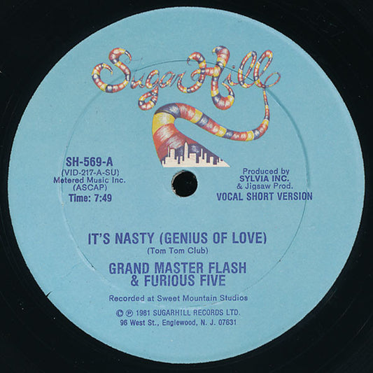 Grand Master Flash & Furious Five* : It's Nasty (Genius Of Love) (12", Blu)