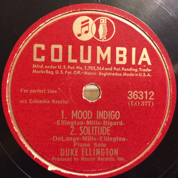 Duke Ellington : Mood Indigo / Solitude / Sophisticated Lady / In A Sentimental Mood (Shellac, 10", RE, RP)