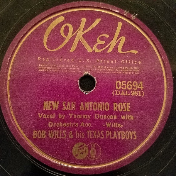 Bob Wills & His Texas Playboys : New San Antonio Rose / Bob Wills' Special (Shellac, 10")