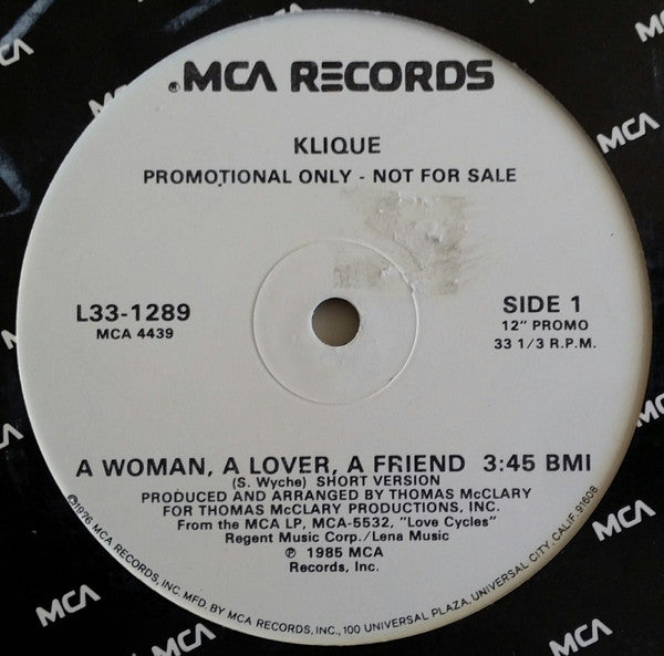 Klique : A Woman, A Lover, A Friend (12", Promo)