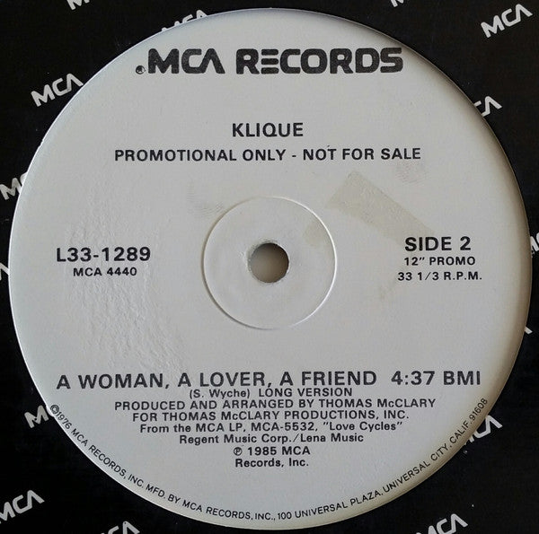 Klique : A Woman, A Lover, A Friend (12", Promo)