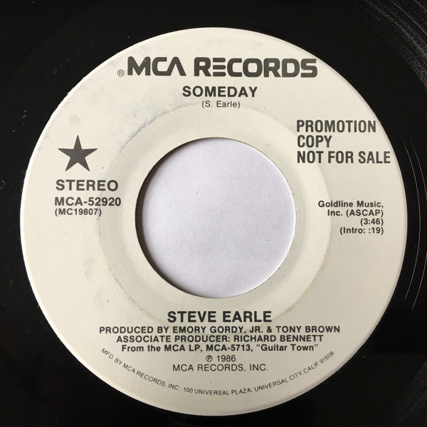 Steve Earle : Someday (7", Single, Promo)