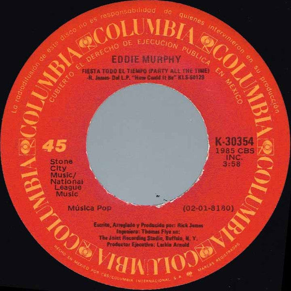 Eddie Murphy : Fiesta Todo El Tiempo = Party All The Time (7")