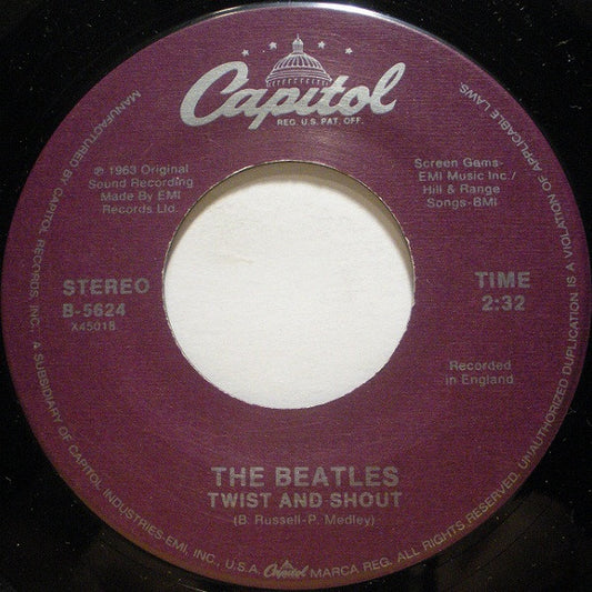 The Beatles : Twist And Shout / There's A Place (7", Single, RE, All)