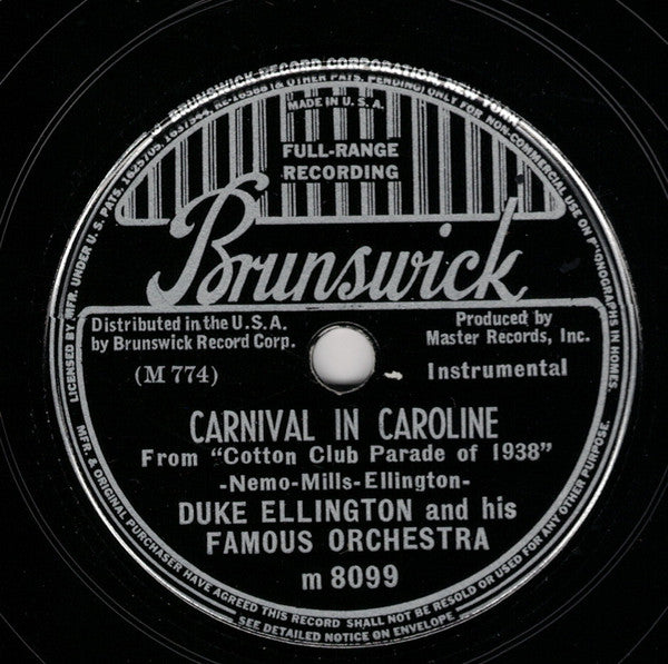 Duke Ellington And His Famous Orchestra* : Braggin' In Brass / Carnival In Caroline (Shellac, 10")