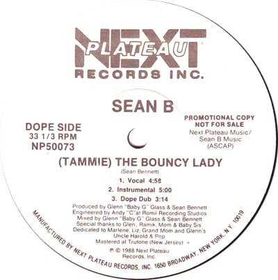 Sean B* : (Tammie) The Bouncy Lady (12", Promo)