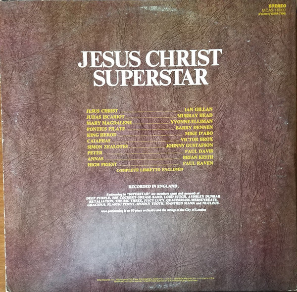 Andrew Lloyd Webber & Tim Rice* : Jesus Christ Superstar - A Rock Opera (2xLP, Album, RE, Glo)