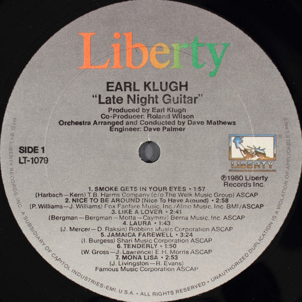 Earl Klugh : Late Night Guitar (LP, Album, All)