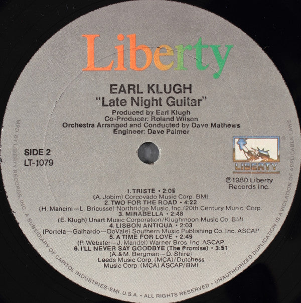 Earl Klugh : Late Night Guitar (LP, Album, All)