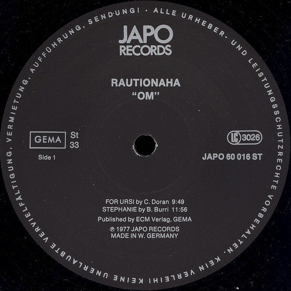 OM (10) : Rautionaha (LP, Album)