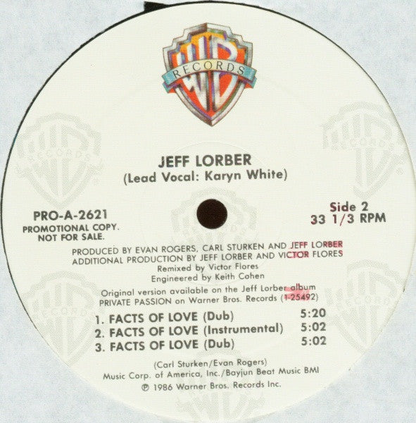 Jeff Lorber Lead Vocal: Karyn White : Facts Of Love (12", Promo)