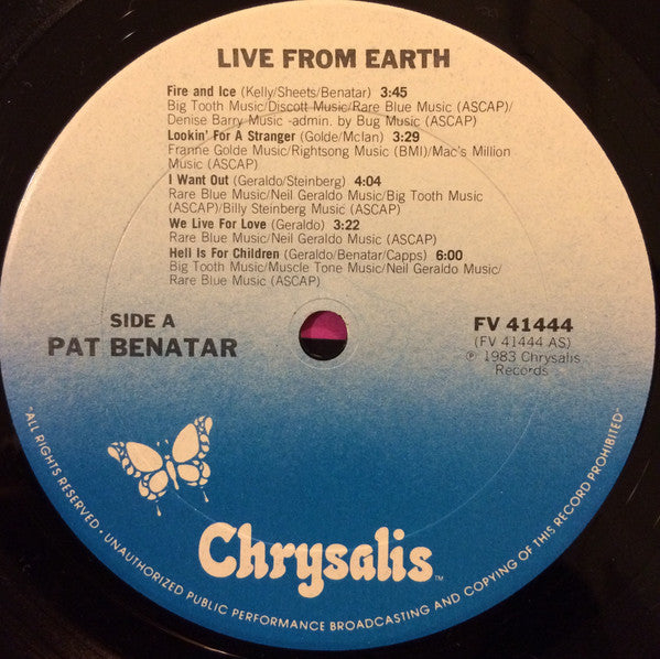 Pat Benatar : Live From Earth (LP, Album, Car)