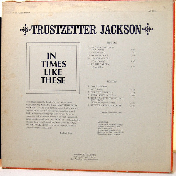 Trustzetter Jackson : In Times Like These (LP, Album)