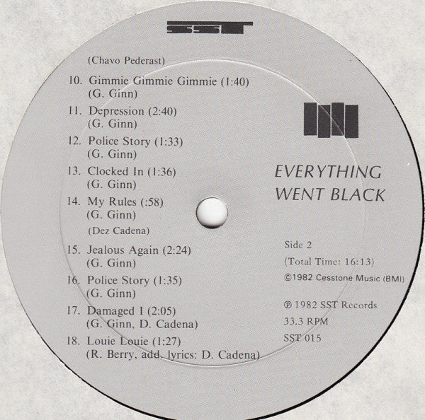 Greg Ginn, Chuck Dukowski, Dez Cadena, Robo (3), Chavo Pederast, Johnny 'Bob' Goldstein : Everything Went Black (2xLP, Comp)