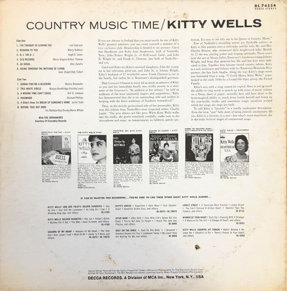 Kitty Wells : Country Music Time (LP, Album, RP, Ind)