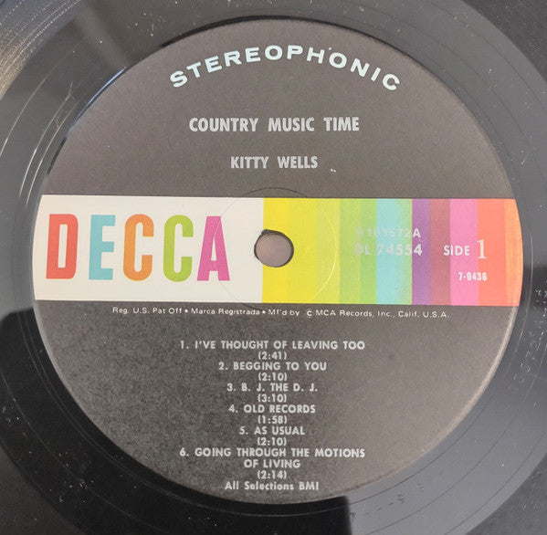 Kitty Wells : Country Music Time (LP, Album, RP, Ind)