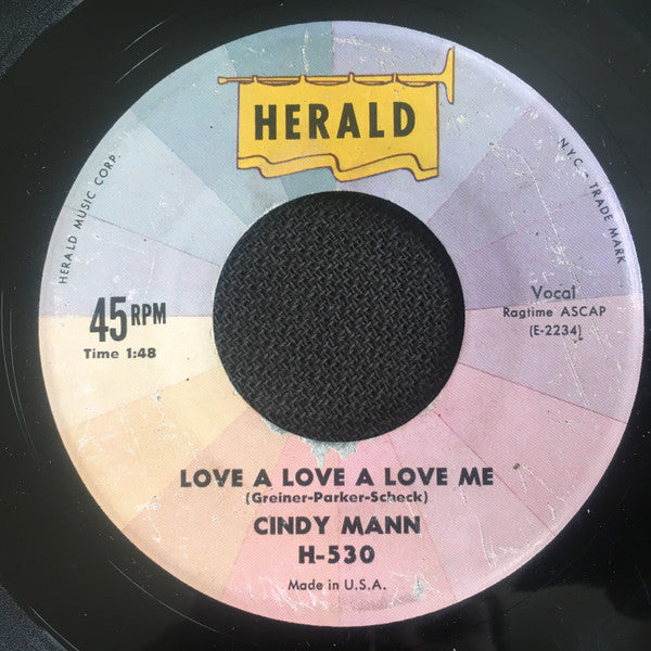 Cindy Mann : Love A Love A Love Me / You Can't Fool Me Baby (7", RE)