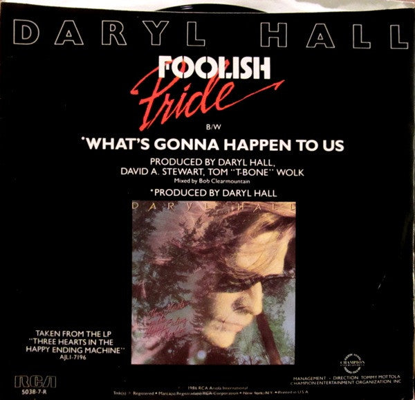 Daryl Hall : Foolish Pride (7", Single, Styrene)